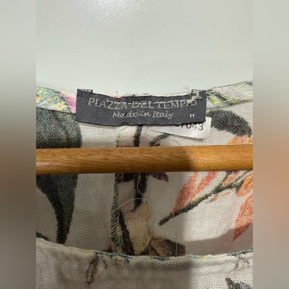 Piazza del Tempio 100% linen floral ruffle hem dress tunic size medium Italian - Picture 3 of 9